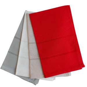 Set of Colored Honeycomb Kitchen Towels with Aida Band - Special Christmas 